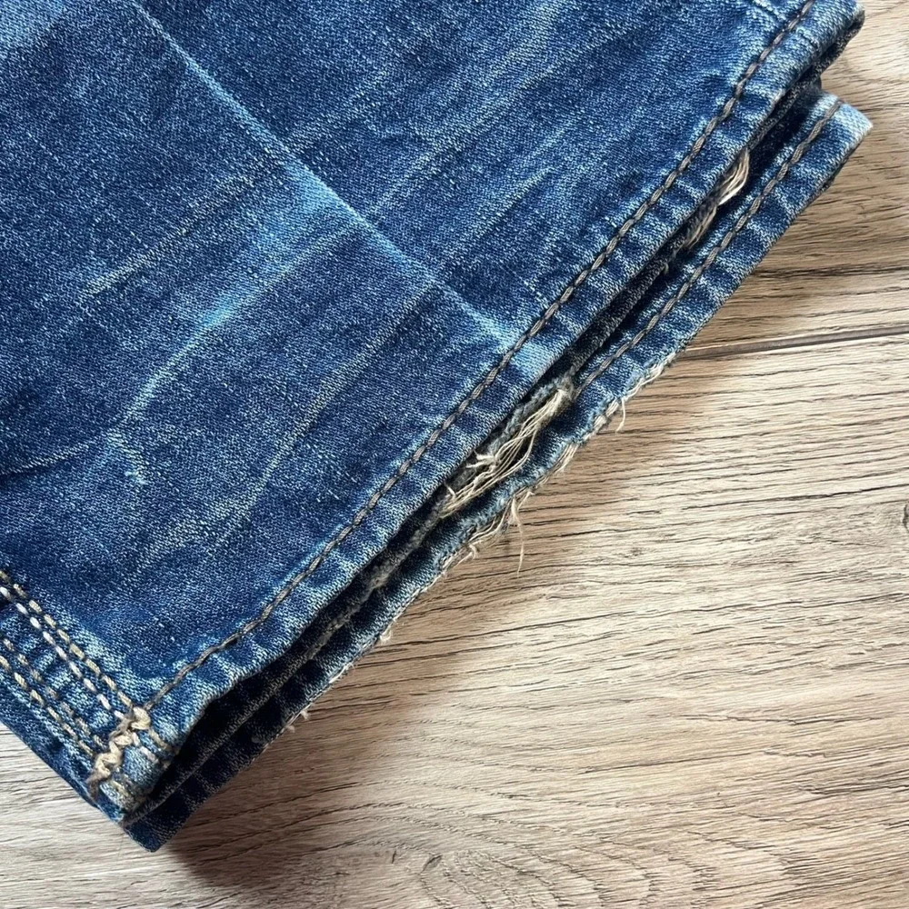 True Religion Ricky Big QT Mens 38 Blue Straight Leg Faded Denim Jeans USA Made